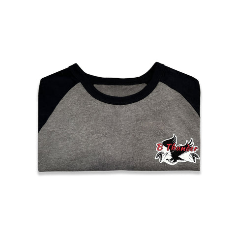 The Tom Tom 3/4 Sleeve Raglan TShirt Gray & Black - BThunder 