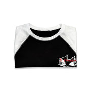 The Tom Tom 3/4 Sleeve Raglan TShirt Black & White - BThunder 