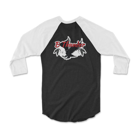 The Tom Tom 3/4 Sleeve Raglan TShirt Black & White - BThunder 