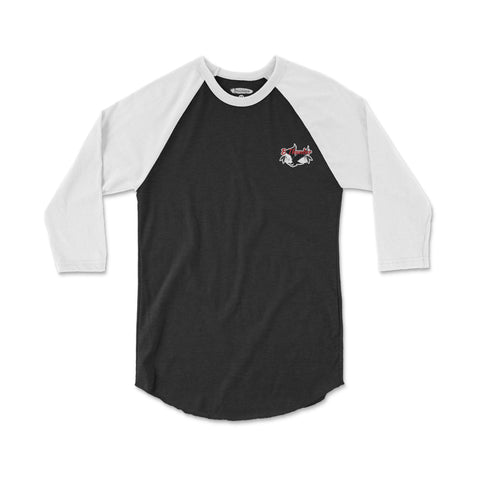 The Tom Tom 3/4 Sleeve Raglan TShirt Black & White - BThunder 