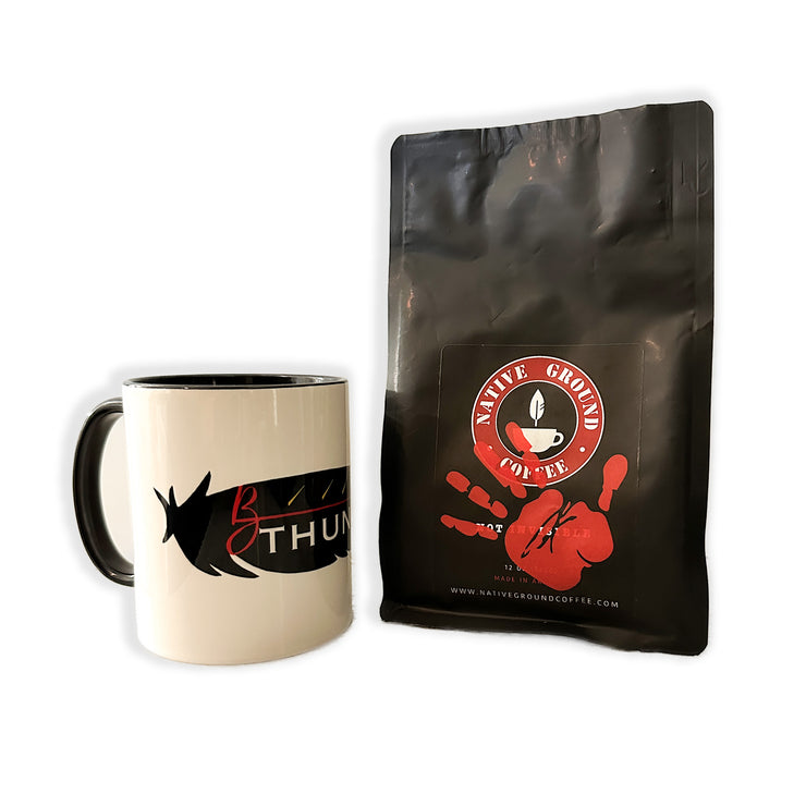 BThunder Feather Mug with Native Grounds MMIW Coffee for a Cause Roast - BThunder 