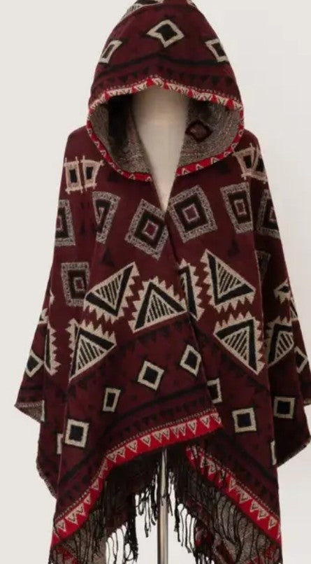 Southwest "IT" Poncho - Maroon